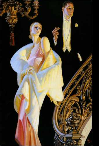 Couple Descending Staircase